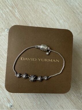David Yurman Sterling Silver & Diamond Starburst Station Bracelet